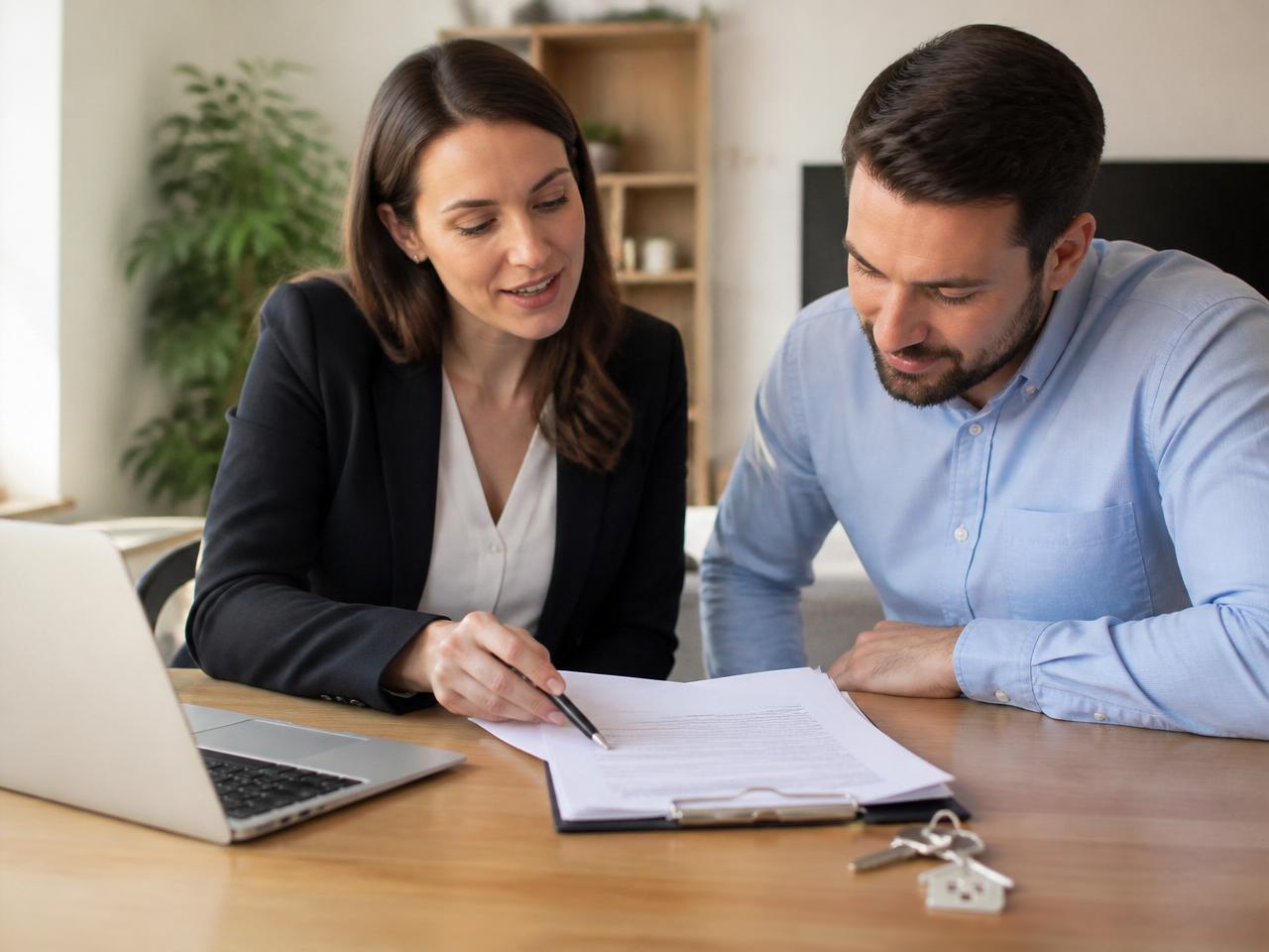 Buyer reviewing co-ownership documents with an advisor